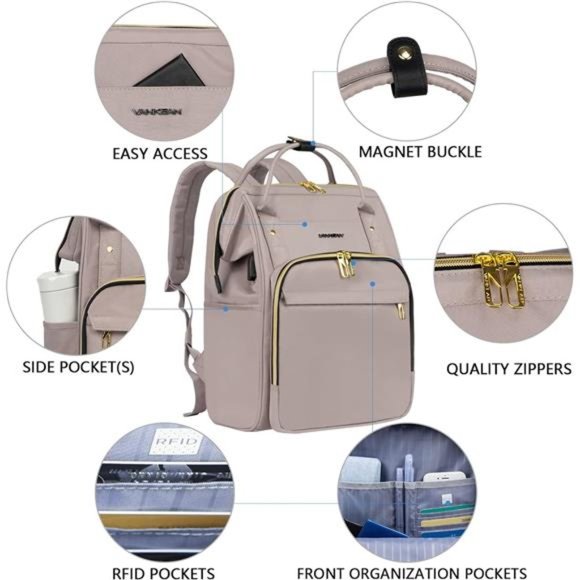 15.6-16.2Inch Laptop Backpack CarryOn for Women Computer WorkBackpack,WaterProof - Picture 5 of 7